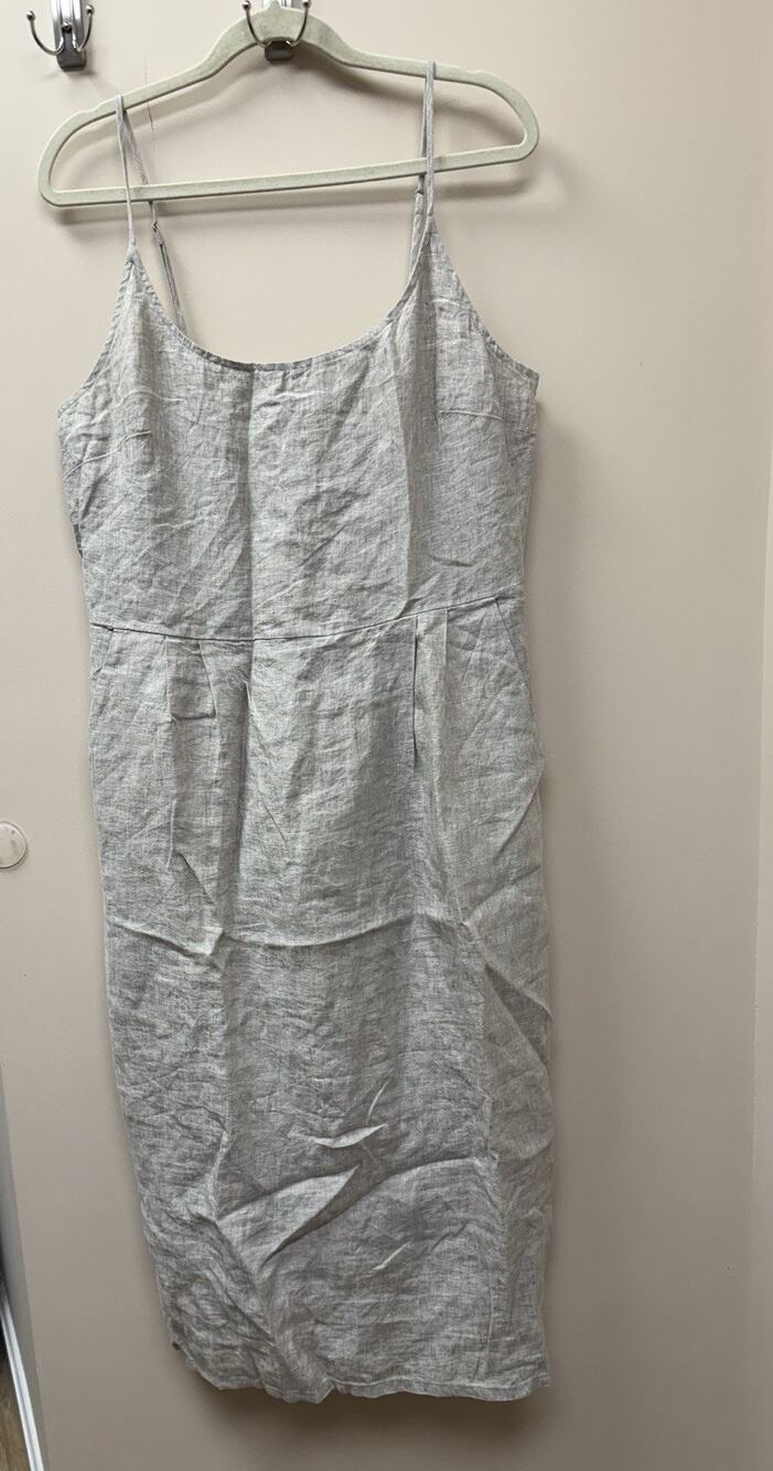 Quince Women’s 100% European Linen Scoop Neck Midi Dress beige XL